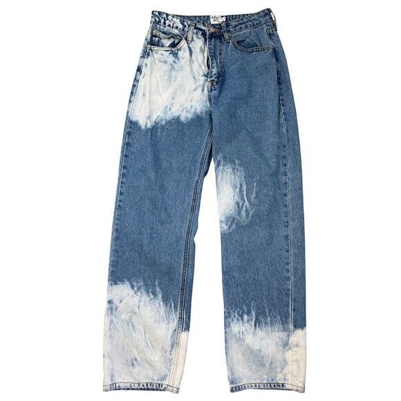 Princess Polly Denim - Princess Polly Two Tone Bleach Wash Jeans High Rise Straight Leg Denim Size 2